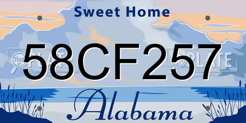 58CF257 Alabama License Plate