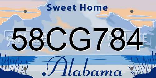 58CG784 Alabama License Plate