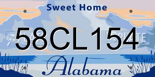 58CL154 Alabama License Plate