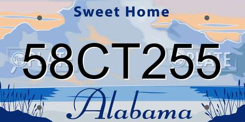 58CT255 Alabama License Plate