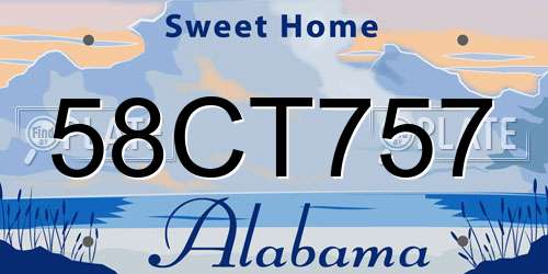 58CT757 Alabama License Plate