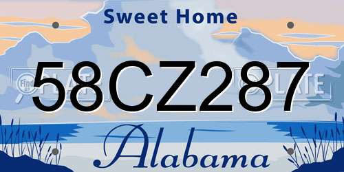 58CZ287 Alabama License Plate