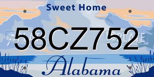 58CZ752 Alabama License Plate