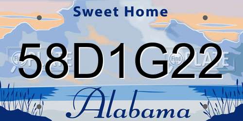 58D1G22 Alabama License Plate