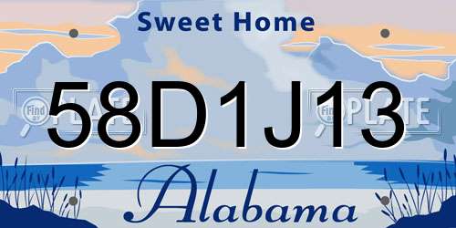 58D1J13 Alabama License Plate
