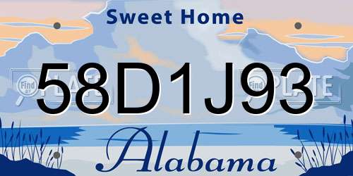 58D1J93 Alabama License Plate