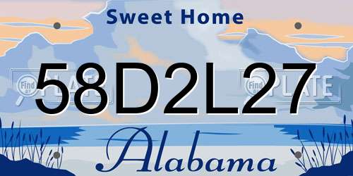 58D2L27 Alabama License Plate
