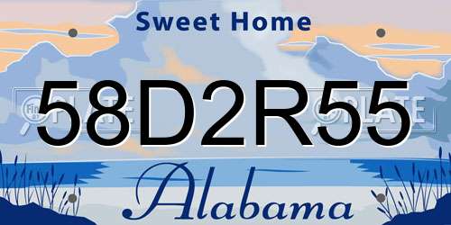 58D2R55 Alabama License Plate