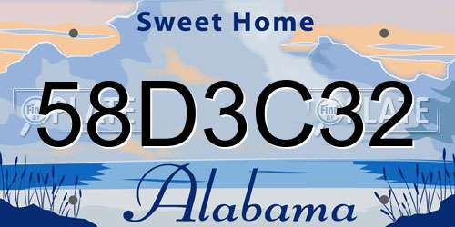 58D3C32 Alabama License Plate