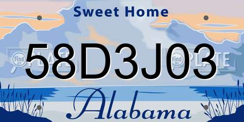 58D3J03 Alabama License Plate