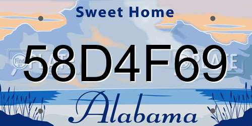 58D4F69 Alabama License Plate