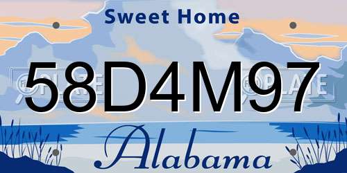 58D4M97 Alabama License Plate