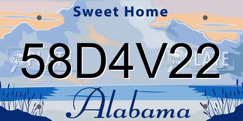 58D4V22 Alabama License Plate