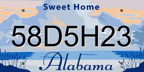 58D5H23 Alabama License Plate