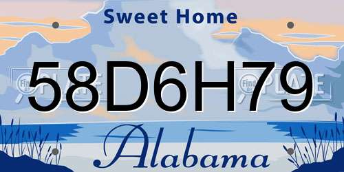 58D6H79 Alabama License Plate