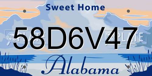 58D6V47 Alabama License Plate