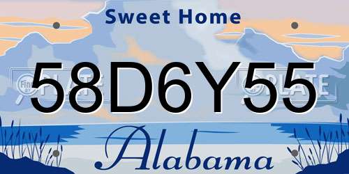 58D6Y55 Alabama License Plate