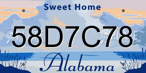 58D7C78 Alabama License Plate
