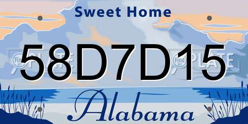 58D7D15 Alabama License Plate