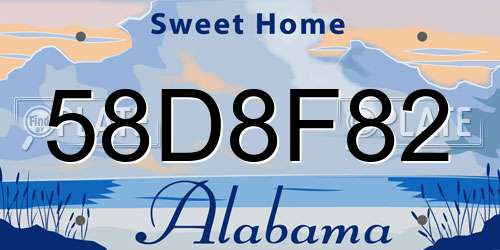 58D8F82 Alabama License Plate