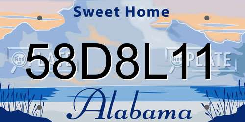 58D8L11 Alabama License Plate