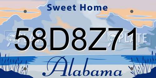 58D8Z71 Alabama License Plate