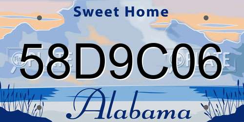 58D9C06 Alabama License Plate