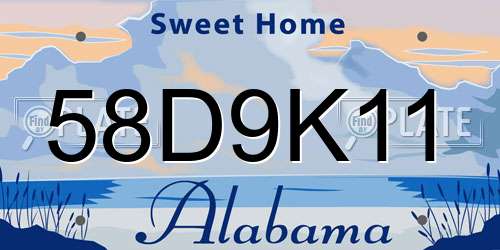 58D9K11 Alabama License Plate