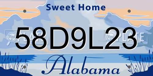 58D9L23 Alabama License Plate