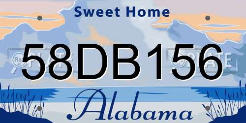 58DB156 Alabama License Plate