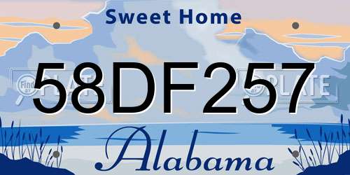 58DF257 Alabama License Plate