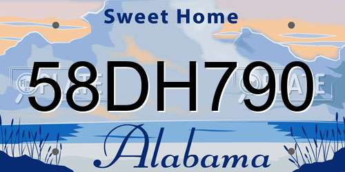 58DH790 Alabama License Plate