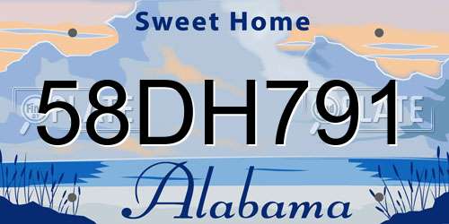 58DH791 Alabama License Plate