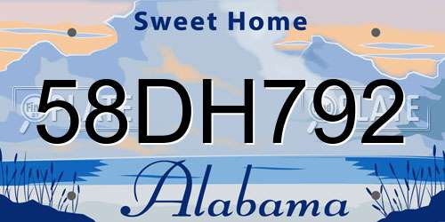 58DH792 Alabama License Plate