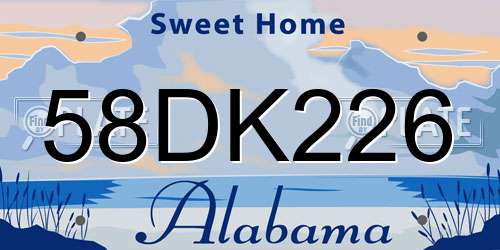 58DK226 Alabama License Plate