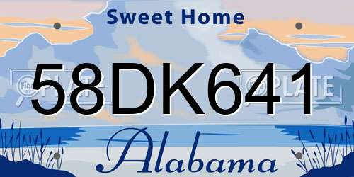 58DK641 Alabama License Plate