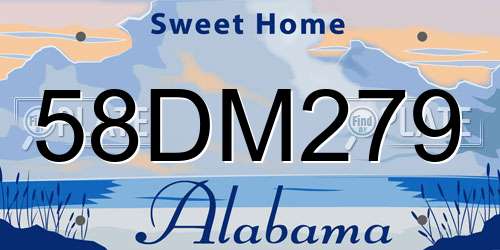 58DM279 Alabama License Plate