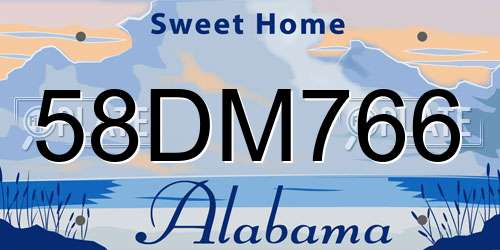 58DM766 Alabama License Plate