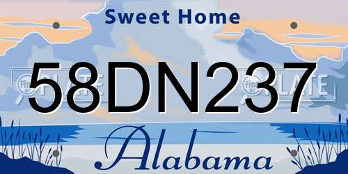 58DN237 Alabama License Plate