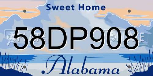58DP908 Alabama License Plate