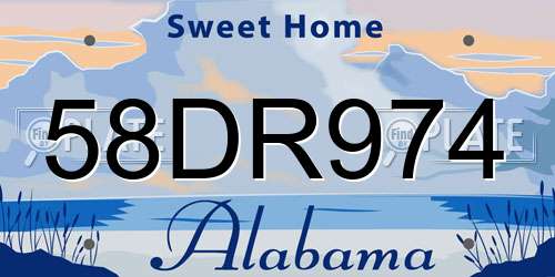 58DR974 Alabama License Plate