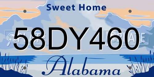 58DY460 Alabama License Plate
