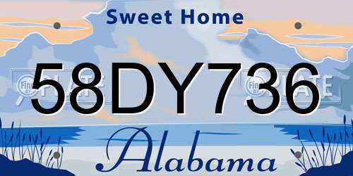 58DY736 Alabama License Plate
