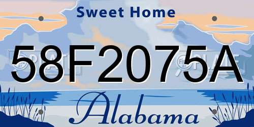 58F2075A Alabama License Plate