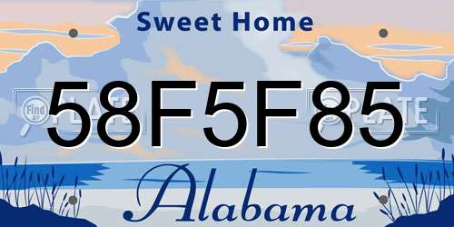 58F5F85 Alabama License Plate