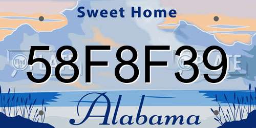 58F8F39 Alabama License Plate