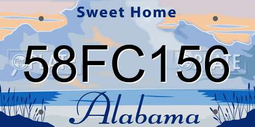 58FC156 Alabama License Plate