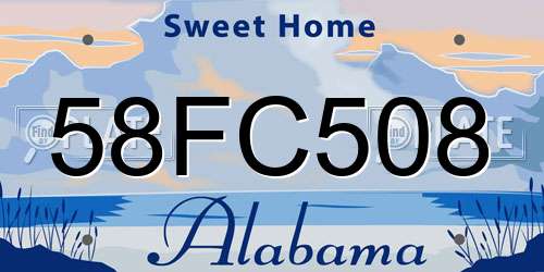 58FC508 Alabama License Plate