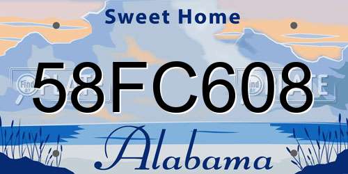58FC608 Alabama License Plate