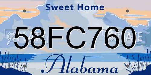 58FC760 Alabama License Plate